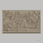 Fichier CNC & impression 3D Noël, Père Noël avec traîneau, rennes, cadeaux et sapins, haute qualité relief STL