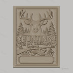 Fichier CNC & impression 3D chasse, cerf, fusil, canard, forêt, texte Hunting is my therapy, haute qualité relief STL