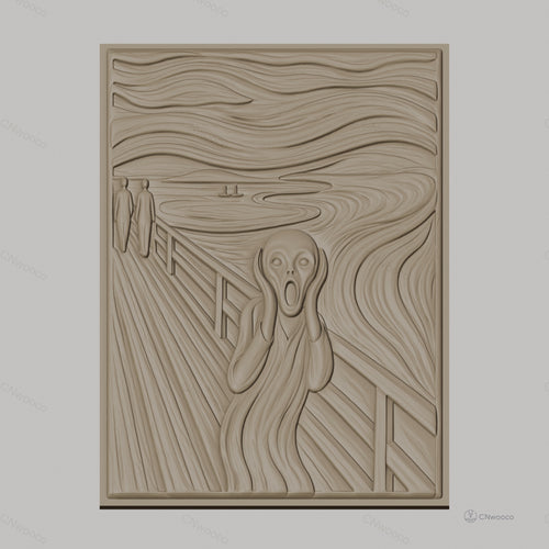 Fichier CNC & impression 3D Le Cri, personnage en détresse sur pont, haute qualité relief STL