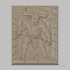 Fichier CNC & impression 3D Minotaure puissant, couloir de pierre en relief, haute qualité relief STL
