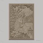 Fichier CNC & impression 3D cerfs, sapins, cabane, lanterne, poinsettia, bois, haute qualité relief STL
