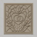 Fichier CNC & impression 3D mariage, cœurs entrelacés et fleurs, haute qualité relief STL