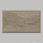 Fichier CNC & impression 3D aigle en vol, rivière, pont, montagne et forêt, haute qualité relief STL