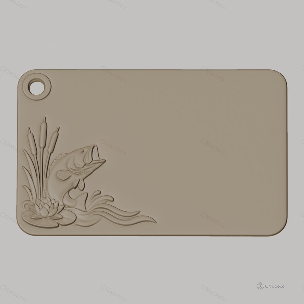 Fichier CNC poisson sautant et plantes aquatiques en bas-relief, sculpture sur bois, STL