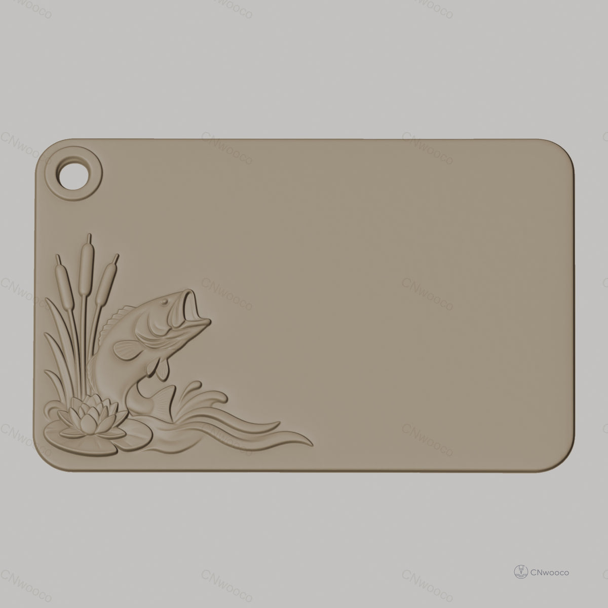 Fichier CNC poisson sautant et plantes aquatiques en bas-relief, sculpture sur bois, STL