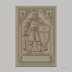 Fichier CNC & impression 3D chevalier armure médiévale, épée et bouclier croix, haute qualité relief STL
