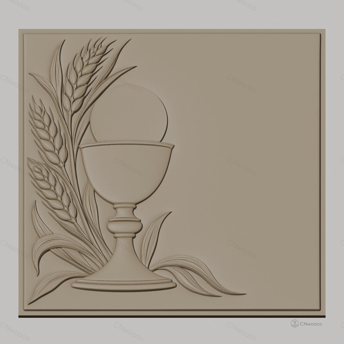 Fichier CNC & impression 3D calice avec épis de blé, haute qualité relief STL