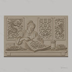 Fichier CNC & impression 3D artisan chinois découpage papier, fleurs, dragon, poisson, haute qualité relief STL