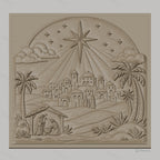 Fichier CNC & impression 3D scène de la nativité, étoile et village biblique, haute qualité relief STL