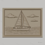 Fichier CNC & impression 3D bateau à voile, mer, nuages, haute qualité relief STL