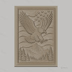 Fichier CNC & impression 3D aigle américain, montagnes, sapins, étoiles, haute qualité relief STL