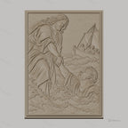 Fichier CNC & impression 3D scène Jésus sauvant Pierre, bateau, eau agitée haute qualité relief STL