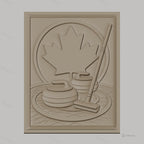 Fichier CNC & impression 3D curling canadien, pierres de curling et feuille d'érable, haute qualité relief STL