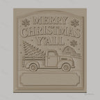Fichier CNC & impression 3D thème Noël, camion de ferme avec sapin et grange, haute qualité relief STL