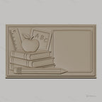 Fichier CNC & impression 3D thème école, pomme, livres, règle, crayon, tableau, haute qualité relief STL
