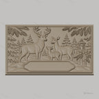 Fichier CNC & impression 3D famille de cerfs, forêt enneigée et lanterne, haute qualité relief STL