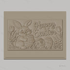 Fichier CNC & impression 3D Lapin de Pâques, oeufs décorés et fleurs, haute qualité relief STL
