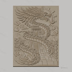 Fichier CNC & impression 3D dragon aztèque, pyramide ancienne et nuages, haute qualité relief STL