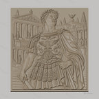 Fichier CNC & impression 3D empereur romain, détails armure et architecture antique, haute qualité relief STL