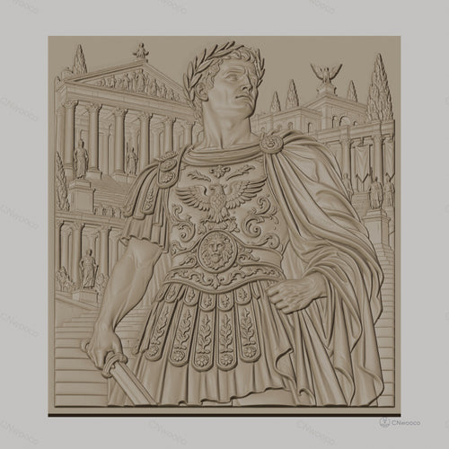 Fichier CNC & impression 3D empereur romain, détails armure et architecture antique, haute qualité relief STL