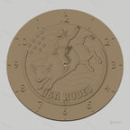 Fichier CNC & impression 3D horloge murale rodéo américain avec cowboy et taureau STL