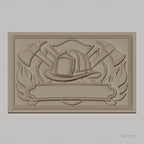 Fichier CNC & impression 3D casque pompier, haches croisées et flammes, haute qualité relief STL