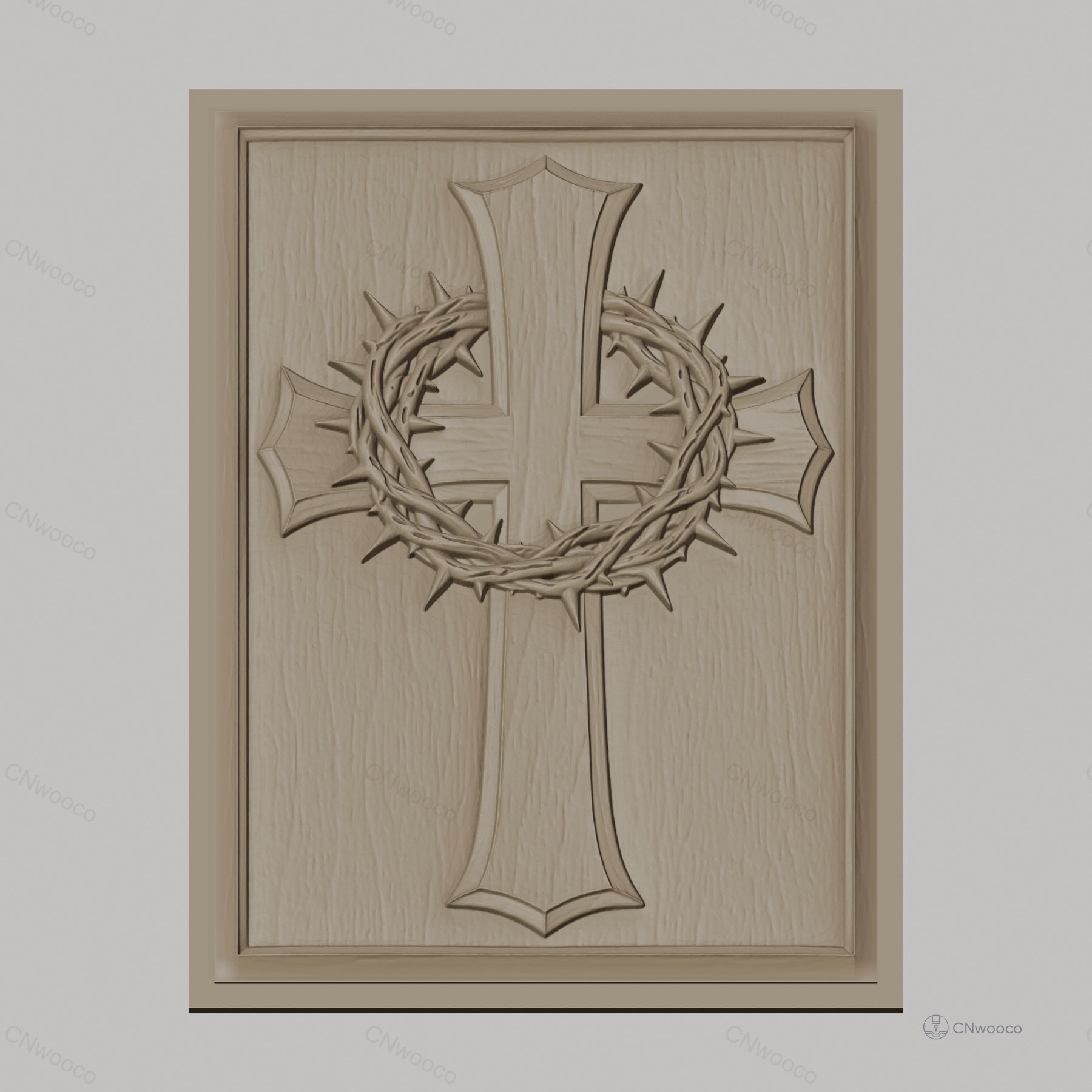Fichier CNC & impression 3D Croix chrétienne avec couronne d'épines, haute qualité relief STL