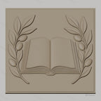 Fichier CNC & impression 3D livre ouvert et branches d'olivier, haute qualité relief STL