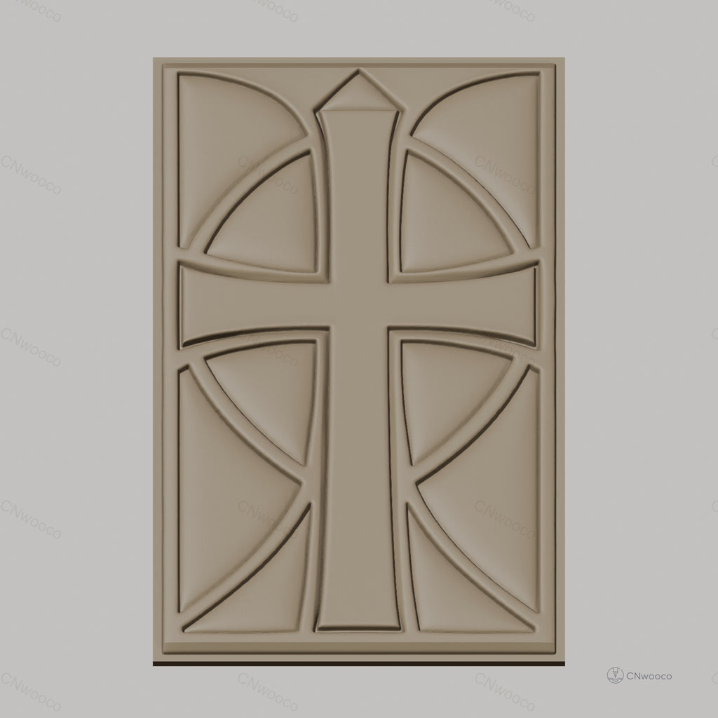 Fichier CNC & impression 3D croix chrétienne, motif géométrique, haute qualité relief STL