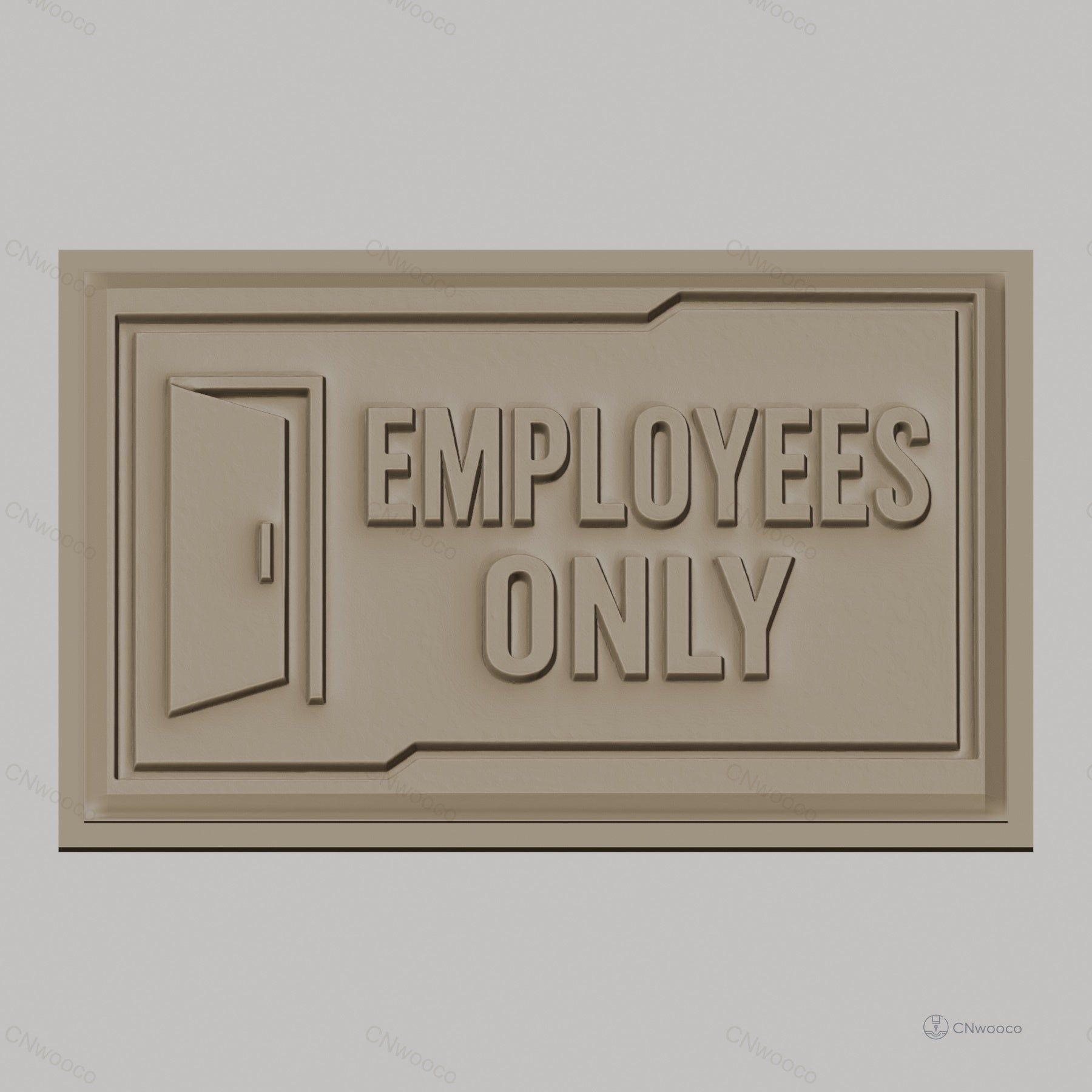 Fichier CNC & impression 3D panneau Employees Only, porte et texte en relief, haute qualité relief STL