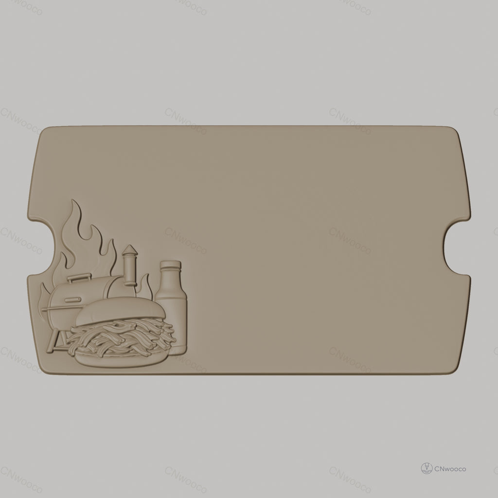 Fichier CNC barbecue hamburger flamme bouteille bas-relief pour sculpture sur bois, STL
