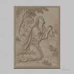 Fichier CNC & impression 3D Jésus en prière au jardin, arbres, disciples endormis, haute qualité relief STL