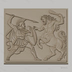 Fichier CNC & impression 3D guerrier spartiate et centaure, scène mythologique grecque, haute qualité relief STL