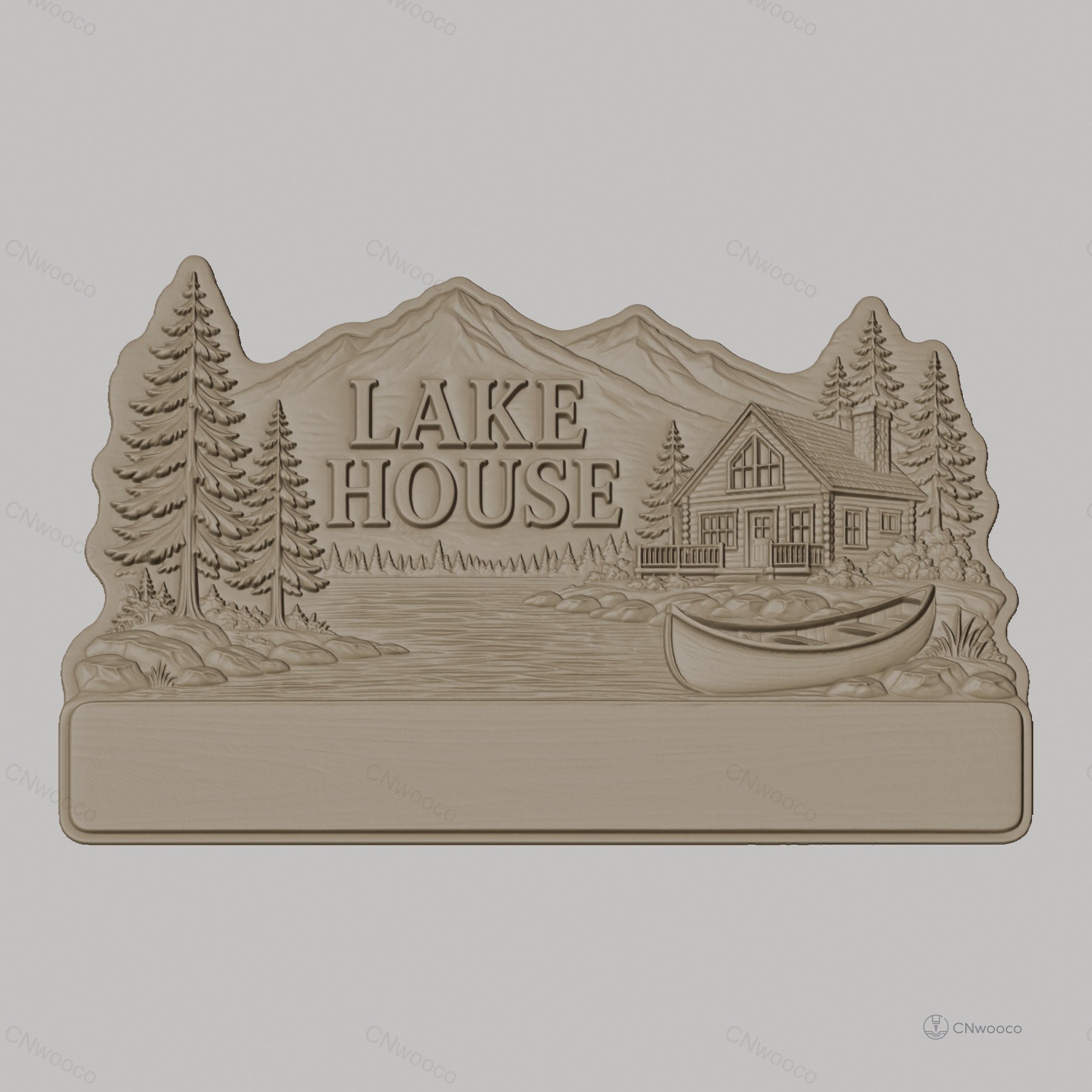 Fichier CNC porte-clés mural enseigne murale Lake House nature, décor chalet et forêt, STL très haute qualité