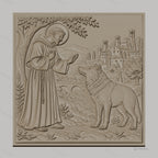 Fichier CNC & impression 3D Saint François d'Assise, loup, village médiéval, haute qualité relief STL