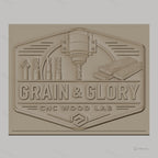 Fichier CNC & impression 3D logo grain et glory, fraises CNC et planches de bois, haute qualité relief STL