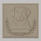 Fichier CNC & impression 3D chien labrador relief portrait, cadre feuille laurier, haute qualité relief STL