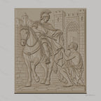 Fichier CNC & impression 3D Saint Martin partageant son manteau, cheval, moyen âge, haute qualité relief STL