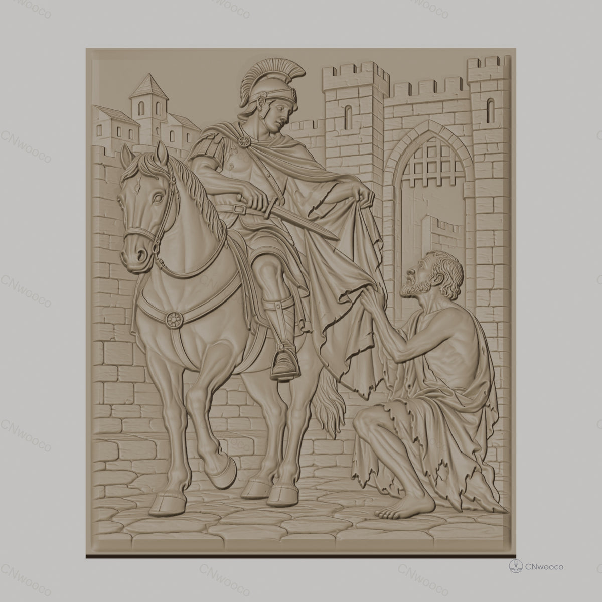 Fichier CNC & impression 3D Saint Martin partageant son manteau, cheval, moyen âge, haute qualité relief STL