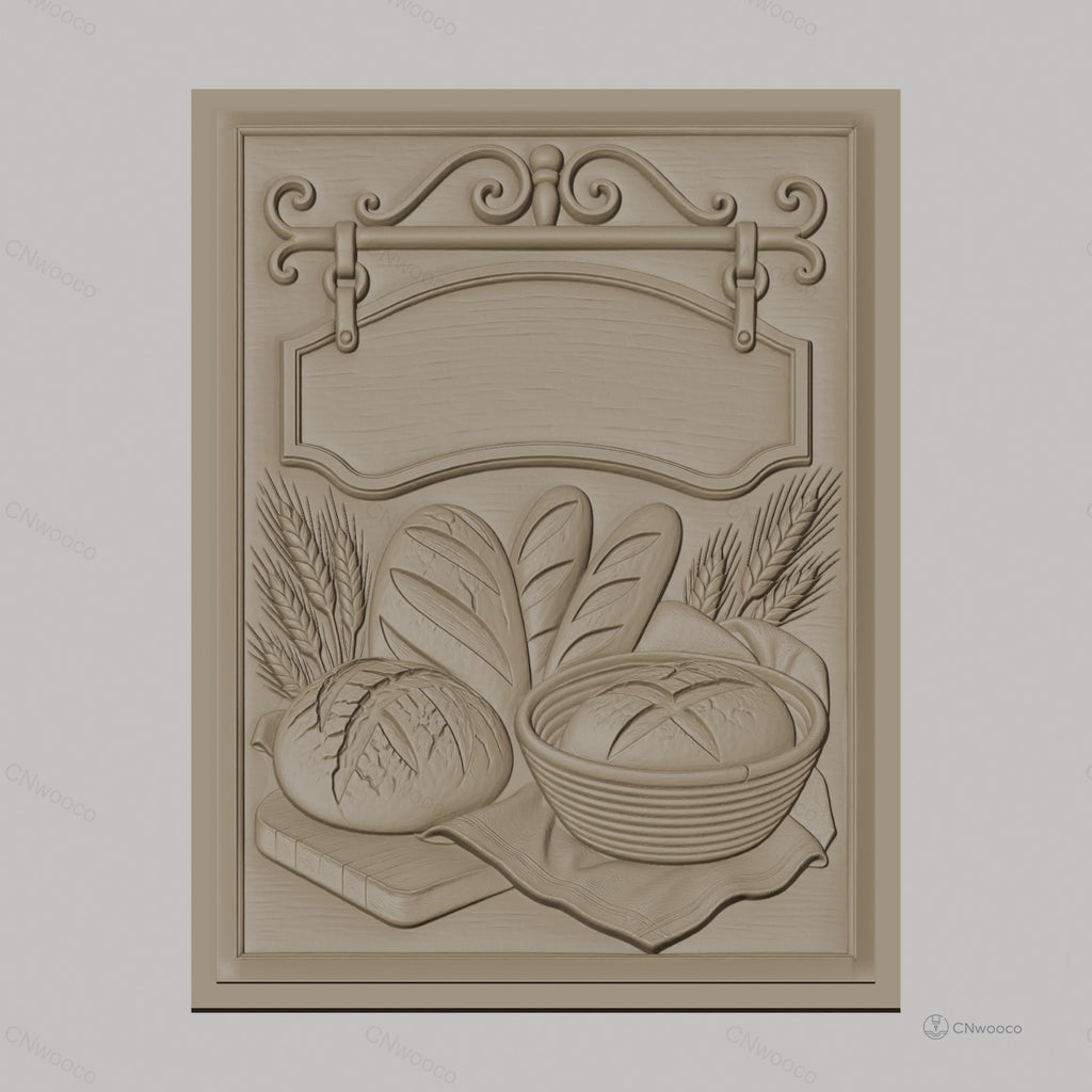 Fichier CNC & impression 3D pain et blé, relief de différentes miches et épis, haute qualité relief STL