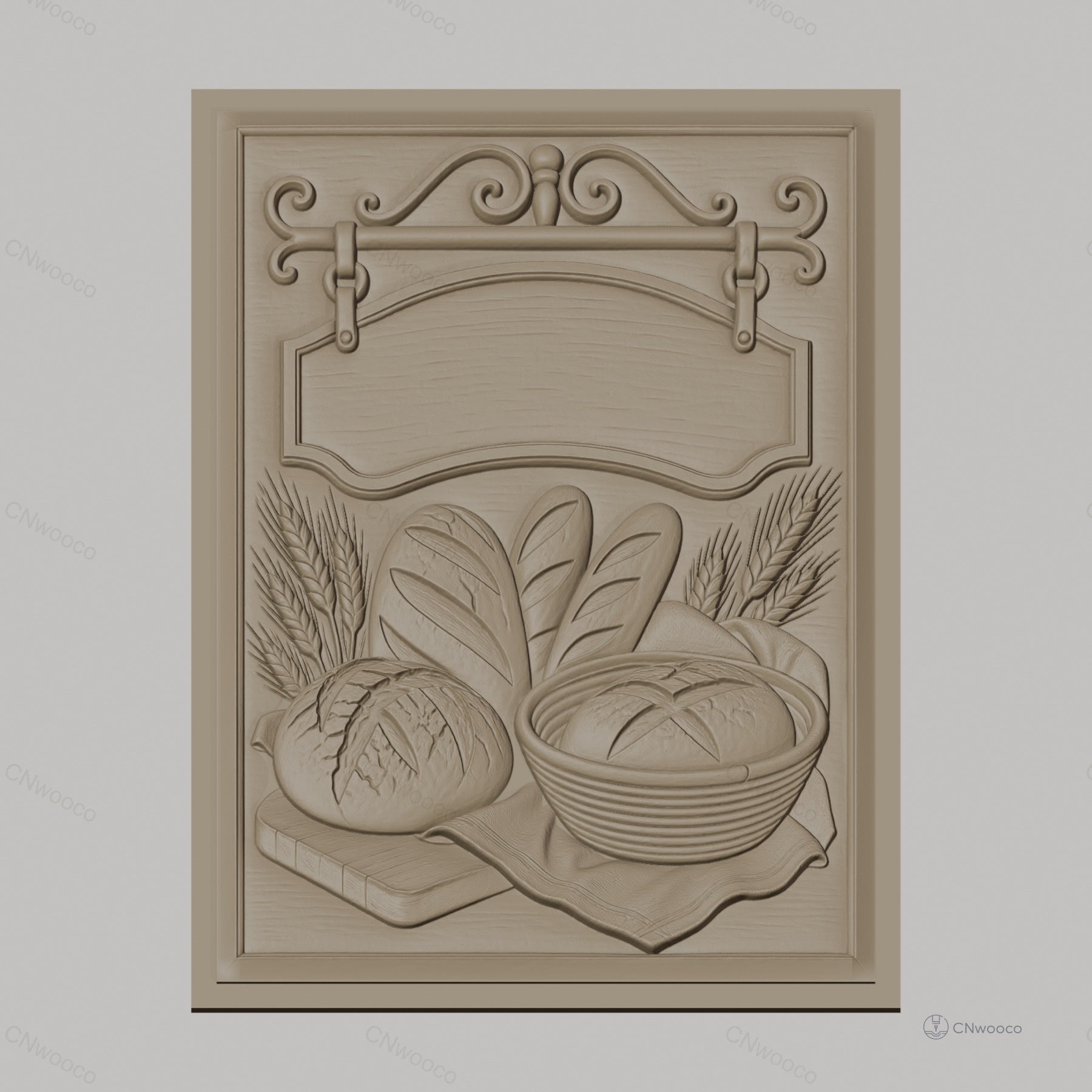 Fichier CNC & impression 3D pain et blé, relief de différentes miches et épis, haute qualité relief STL