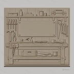 Fichier CNC & impression 3D atelier de menuiserie, établis avec outils de travail en bois, haute qualité relief STL