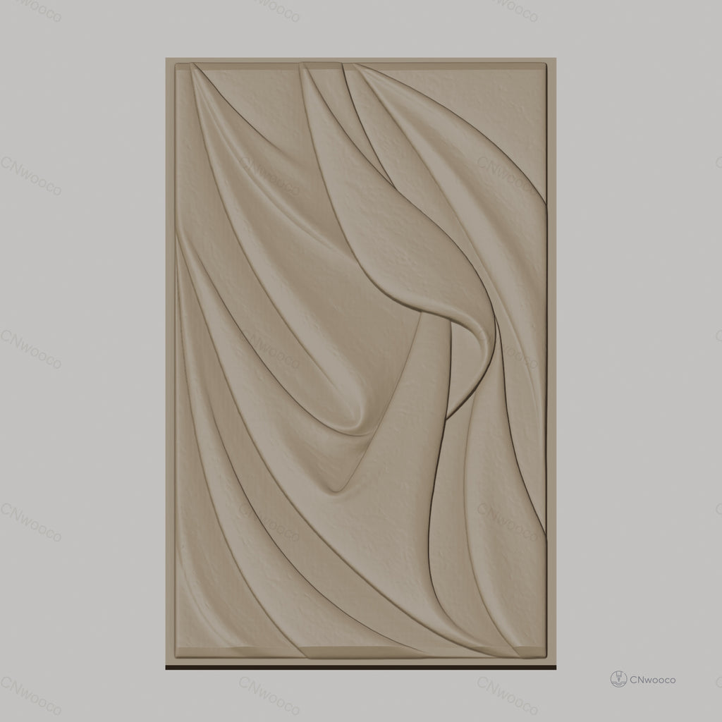 Fichier CNC & impression 3D tissu drapé abstrait, ondulations et plis détaillés, haute qualité relief STL