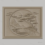 Fichier CNC & impression 3D paysage japonais, montagne, arbre bonsaï, rivière, haute qualité relief STL