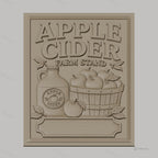 Fichier CNC & impression 3D Apple Cider, panier de pommes et bouteille, haute qualité relief STL