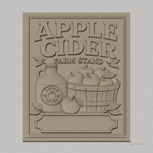 Fichier CNC & impression 3D Apple Cider, panier de pommes et bouteille, haute qualité relief STL