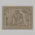 Fichier CNC & impression 3D père miséricordieux, scène biblique d’étreinte et pardon, haute qualité relief STL