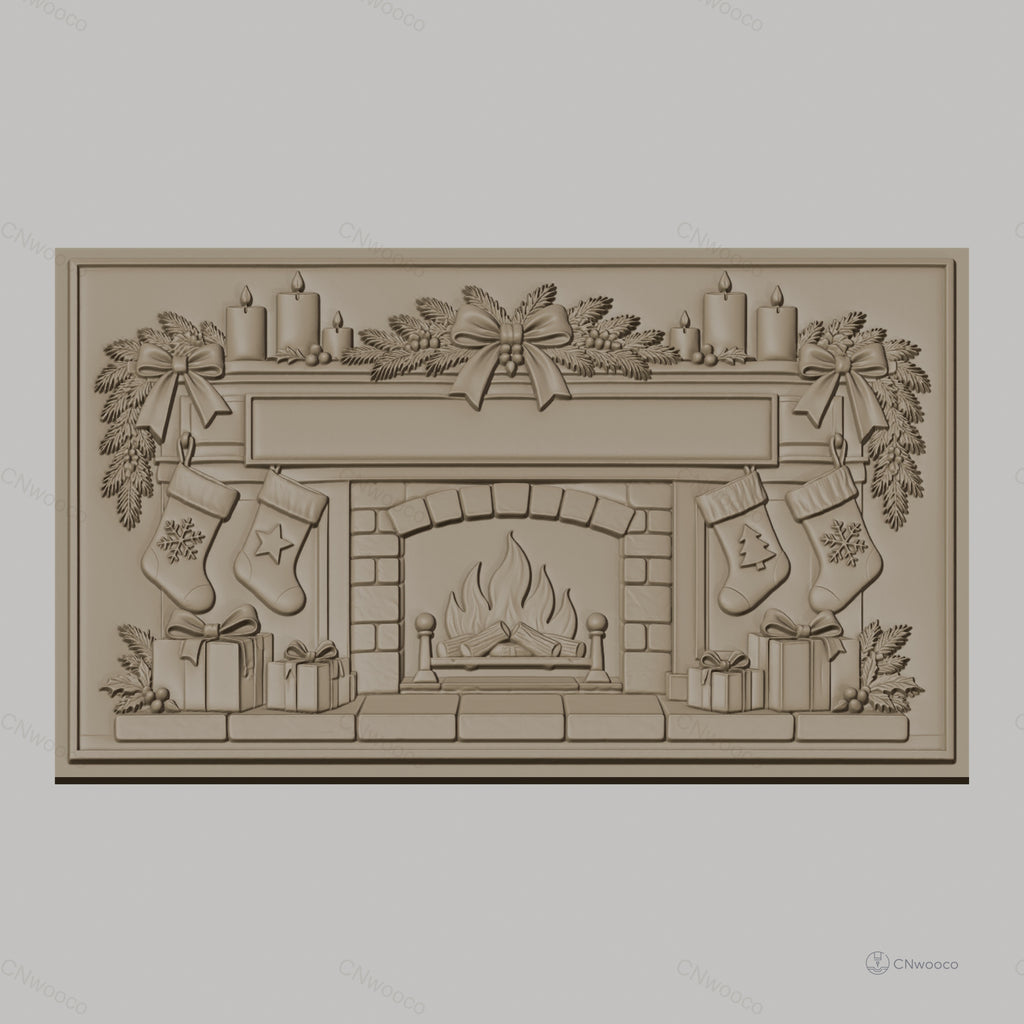 Fichier CNC & impression 3D cheminée de Noël, bas de Noël, cadeaux, bougies, haute qualité relief STL
