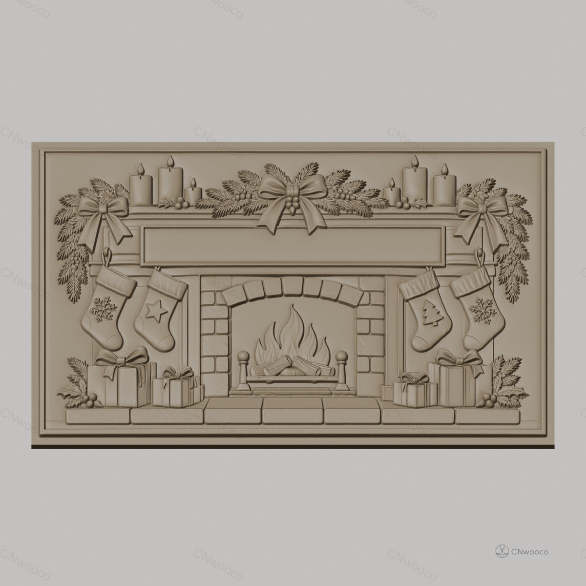 Fichier CNC & impression 3D cheminée de Noël, bas de Noël, cadeaux, bougies, haute qualité relief STL