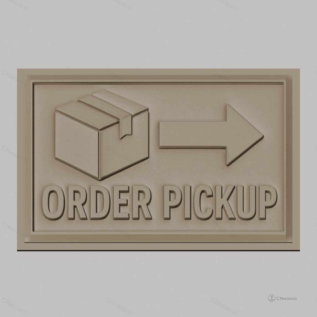 Fichier CNC & impression 3D thème pick up commande, boîte colis flèche direction, haute qualité relief STL